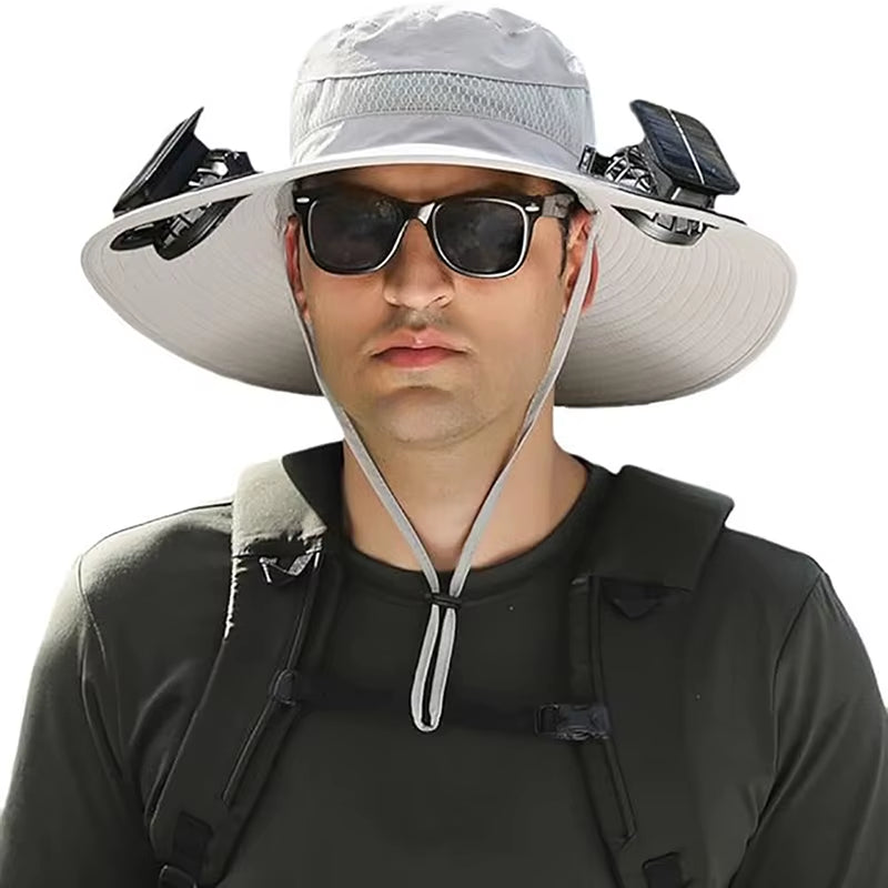 Stylish Wide Brim Solar Fan Hat for Outdoor Fishing - UPF 50+ Sun Protection for Men and Women
