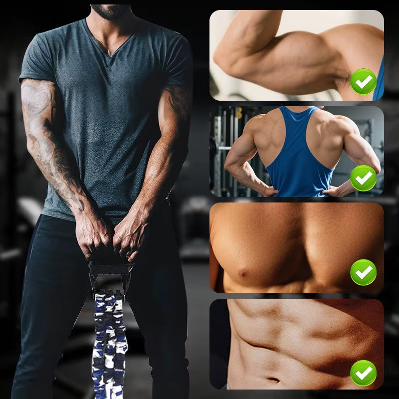 Elevate Your Fitness Routine with the 3-Way Natural Latex Resistance Band - Adjustable Arm Strength Tension Device for Comprehensive Chest Training!