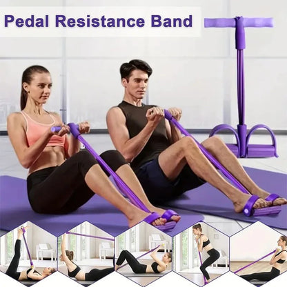Get Fit Anywhere with Our 6-Tube Elastic Yoga Pedal Resistance Band – Perfect for Abdominal, Waist, Arm, and Leg Stretching!