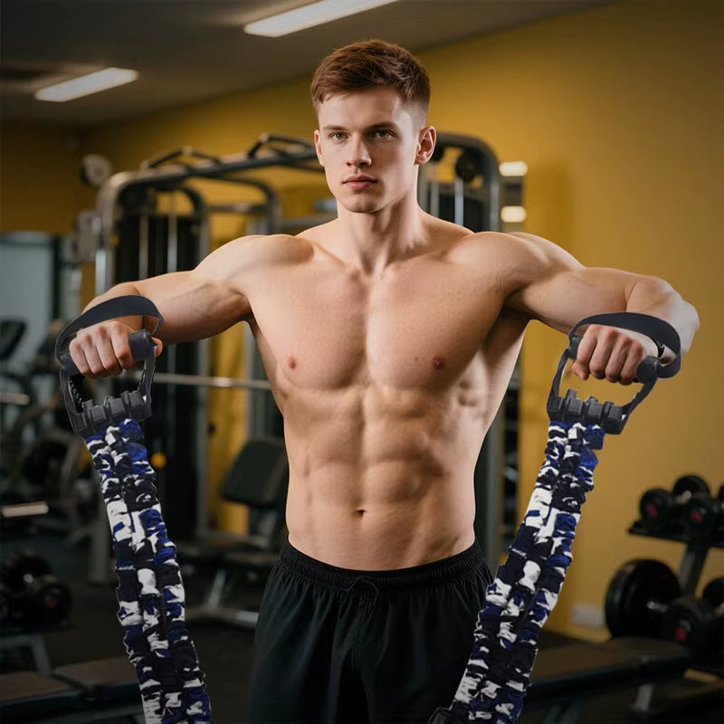 Elevate Your Fitness Routine with the 3-Way Natural Latex Resistance Band - Adjustable Arm Strength Tension Device for Comprehensive Chest Training!