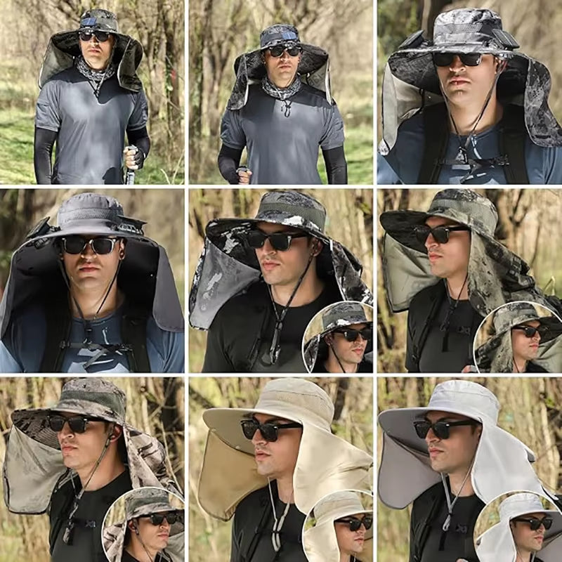 Stylish Wide Brim Solar Fan Hat for Outdoor Fishing - UPF 50+ Sun Protection for Men and Women
